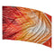 red, orange and white chevron streaks with gold whisps all over genesis color guard flag