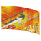 hybrid color guard flag with orange and yellow background with array of arrows and small section of gold