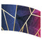 print on demand color guard flag with Abstract geometric triangle shapes in Fuchsia and Purples with Gold Toned lines