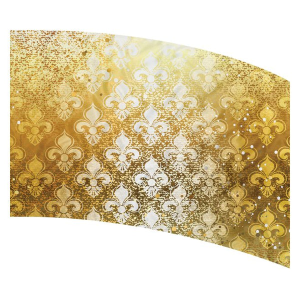 print on demand color guard flag with Textured fleur de lis pattern on a gold gradient background