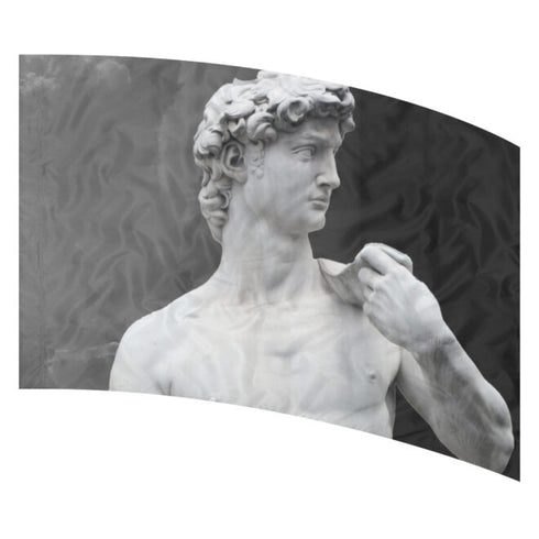 print on demand flag with Michelangelo's David on a grayscale sky