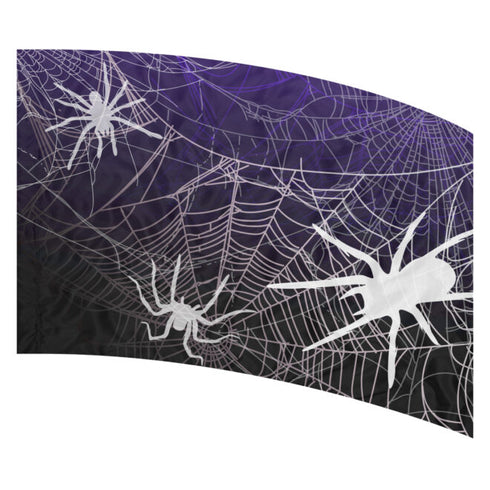 print on demand flag with white spiders and spider web on a purple to black gradient background