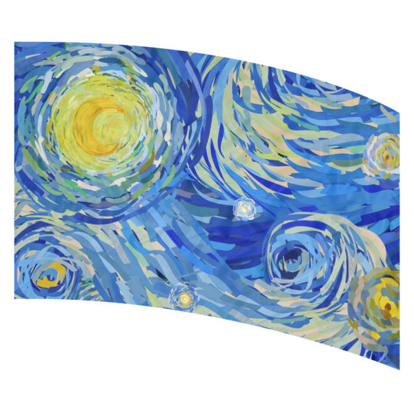 Swirling blues, greens, and yellows modern art flag inspired by van Gogh’s “The Starry Night”