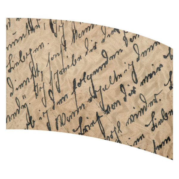 antique handwritten script on tan, weathered paper flag design