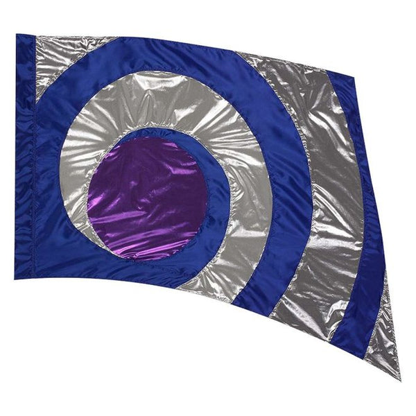 custom blue, silver, and purple color guard flag