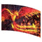 red fiery bird on black background printed color guard flag
