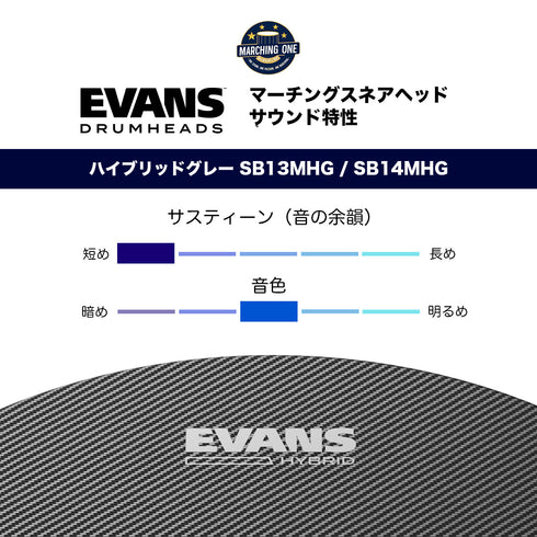 EVANS ハイブリッド・グレー マーチングスネア表ヘッド
